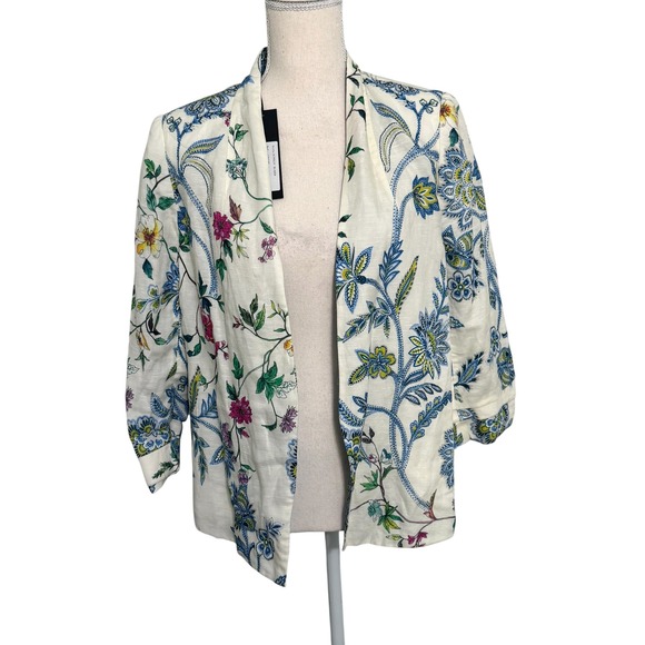 Caballero Jackets & Blazers - Caballero Kinsley Blazer Balinese Floral Linen Blend Open Front Jacket CA5048 L